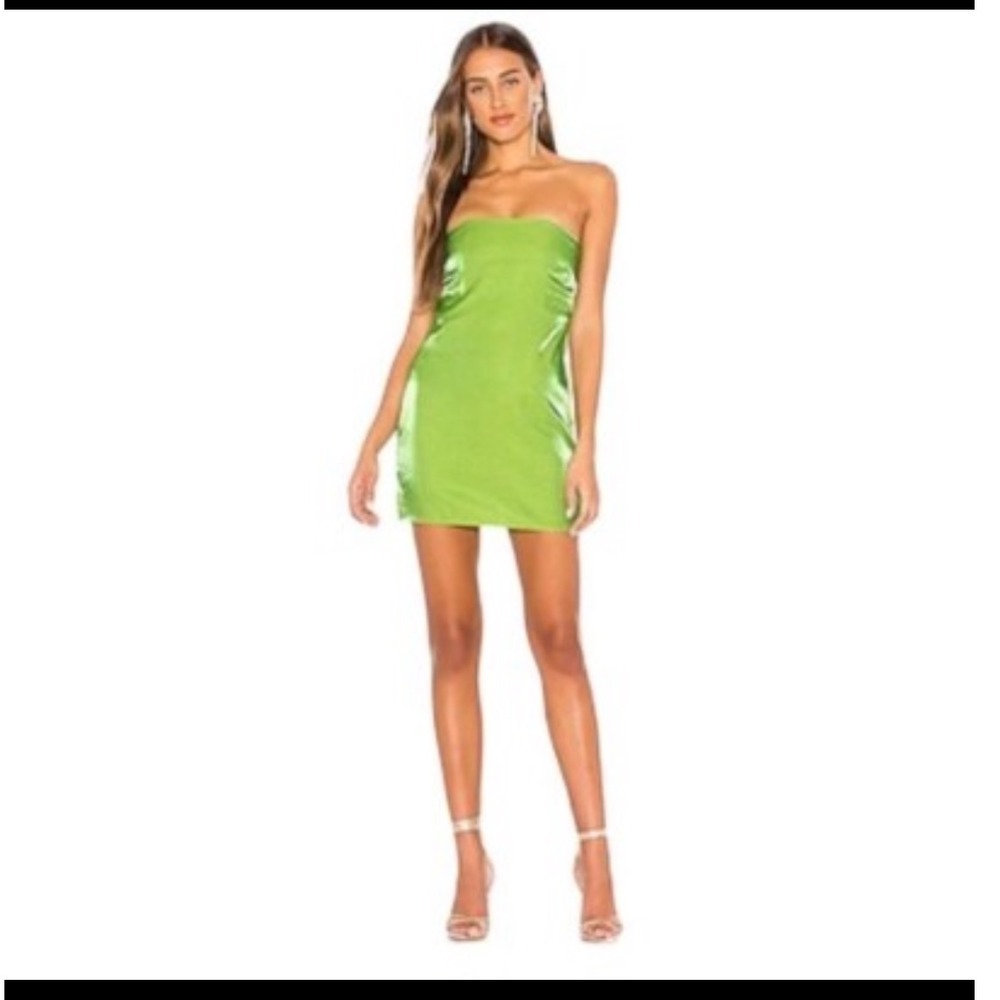 Lovers And Friends Jewels Mini Dress in Green Apple Size Medium Satin Metallic